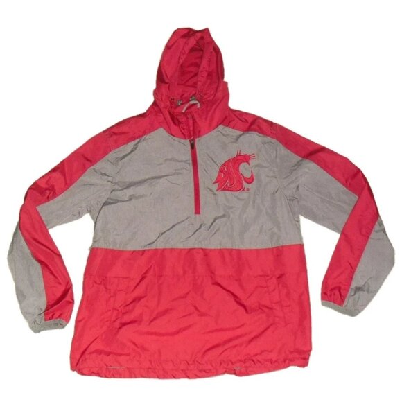 Washington State Cougars Mens Sz. Large Windbreaker 1/4 Zip Wind Jacket Coat New - Picture 1 of 5